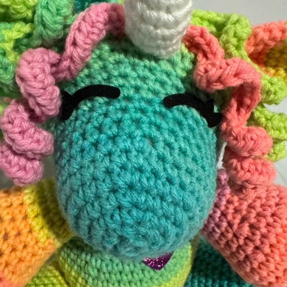 Colorful Rainbow Crochet Unicorn Plush Toy Plushie Handmade by me,  amigurumi - Picture 3 of 9